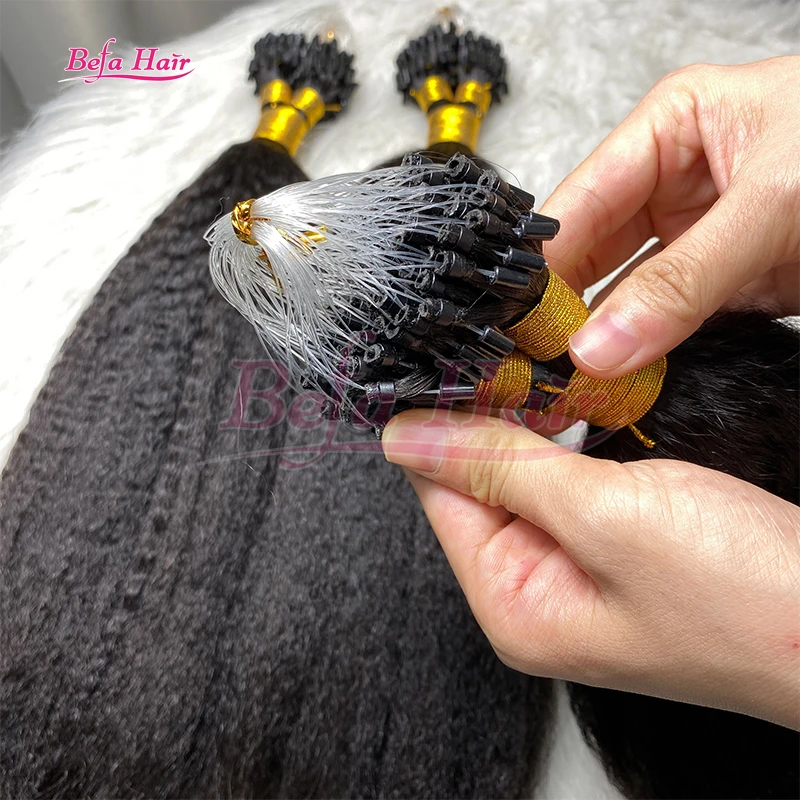 brazilian micro ring loop hair extensions raw virgin cuticle aligned Human Hair kinky Straight micro ring hair extensions