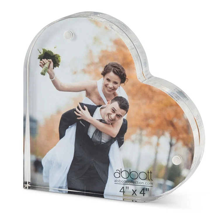 Двусторонняя магнитная рамка из оргстекла в форме сердца, красивый дизайн, акриловая подставка для фотографий, украшение для торта