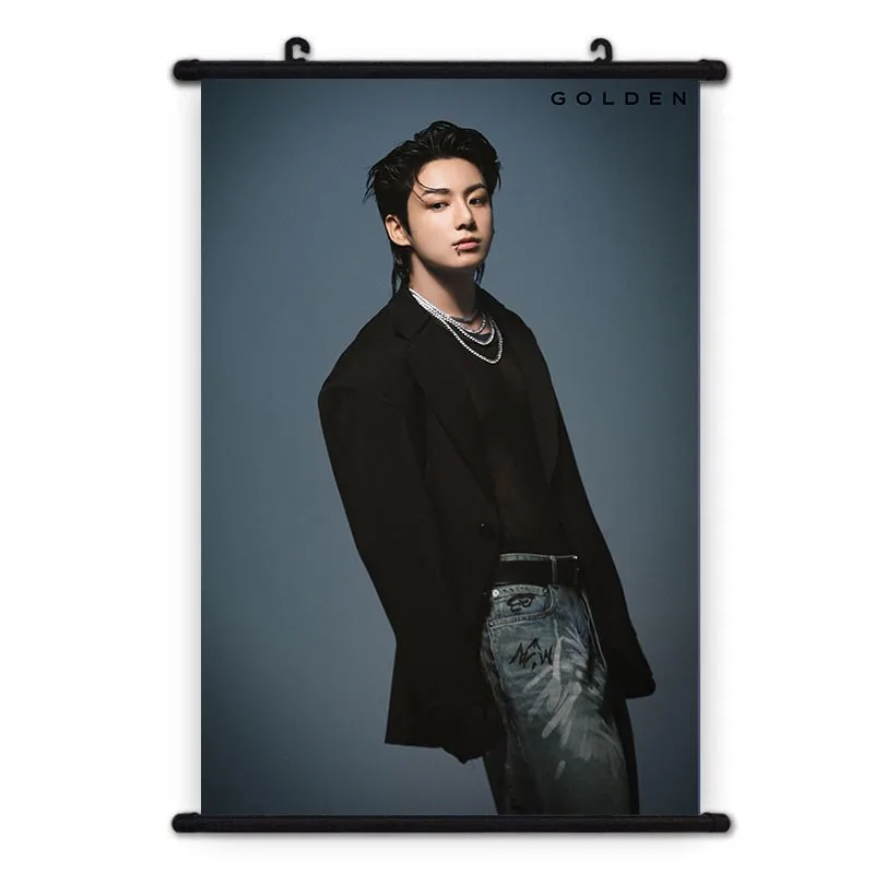 Jung KookGOLDEN Custom KPOP фото постер Висячие Стены свитки плакат с пластиковыми подвесными стержнями для Kook GOLDEN