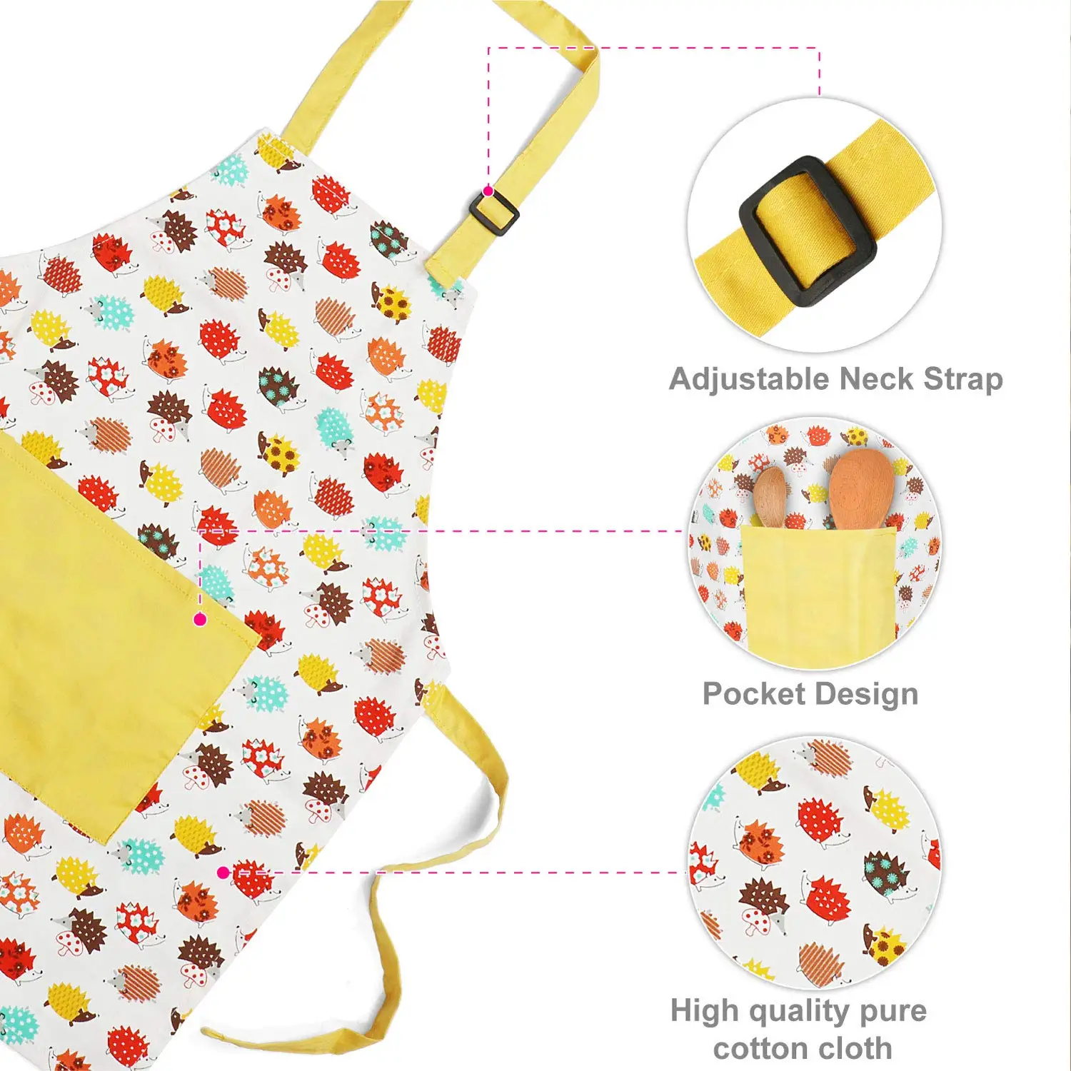 Cute Children Baking Aprons Cooking Baby Baking Aprons Kids Apron and Chef Hat Set