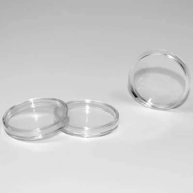 Factory supply low MOQ customized design clear round acrylic coin capsules storage box 39mm coin capsules
