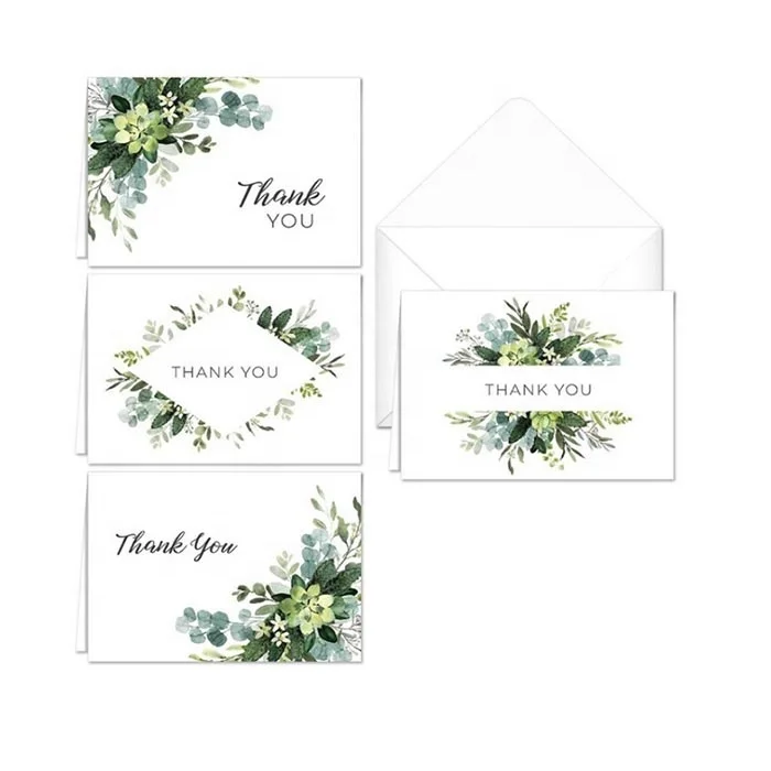 
Custom Logo Blank Wedding Greeting Invitation Thank You Gift Notes Cards with Envelopes Stickers For Order Small Business 