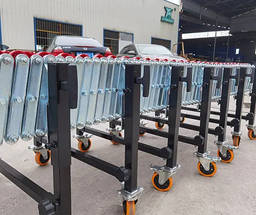 Truck loading and unloading unpowered flywheel roller expansion flexible skate wheel conveyor