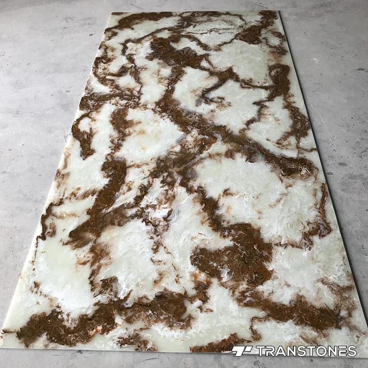 High Quality Artificial Wall Panel Stone Seamless Joint Alabaster Fireproof Backlit Stone Petg Sheet