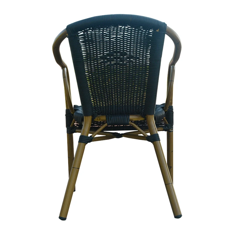 Exquisite Traditional Chinese craft indoor outdoor garden black woven rattan leisure chair for senior citizen