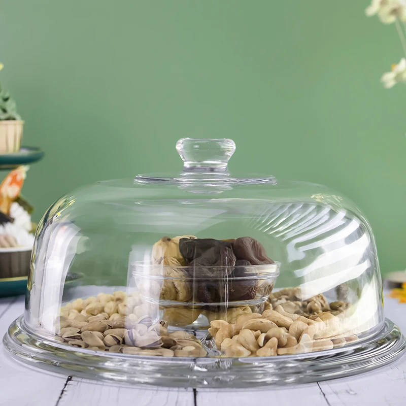 Hot Sale Multipurpose Desserts Sweets Salad Bowl Crystal Glass Food Container Cake Holder Fruit Nut Food Tray