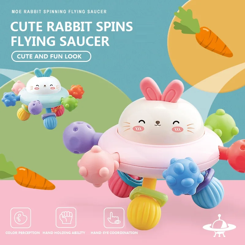 Silicone Baby teethers Toys Kids rattle teether ball Spinning Flying Saucer Baby Grasping Training Ball Gift For Children Toy
