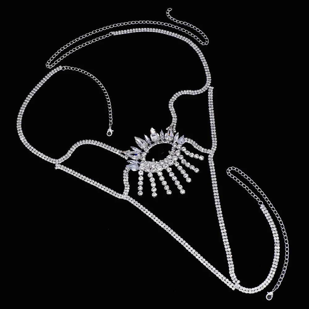 Fashion Geometric Briefs Panties Women Rhinestone Club Dance Sexy Bikini Jewelry Accessories Panty Crystal Body Chain Rave Gifts