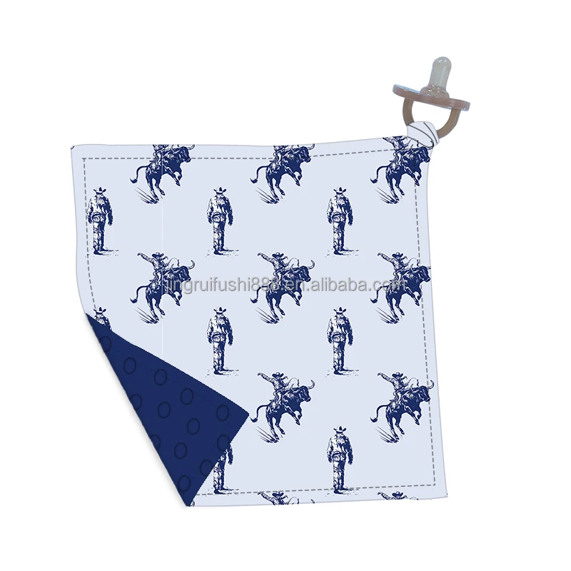 Custom Western Style Cattle Printed Newborn Baby Pacifier Cloth Milk Silk Fabric And Plush Fabric Infant Baby Pacifier Cloth