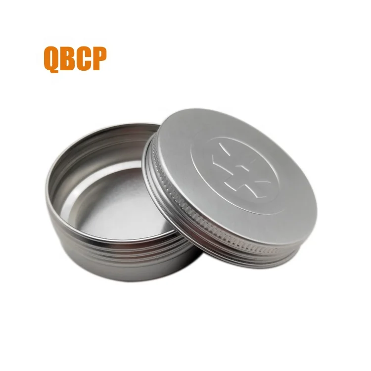 custom logo embossed round screw lid 30 g aluminum tin box