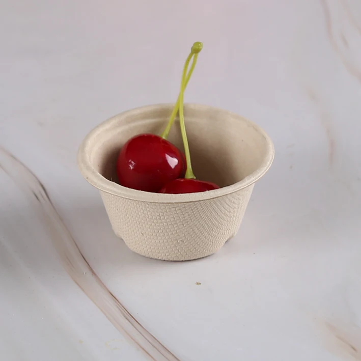 Compostable Biodegradable 2oz 4oz Bagasse Takeout Container Sauce Cup With Lid Disposable