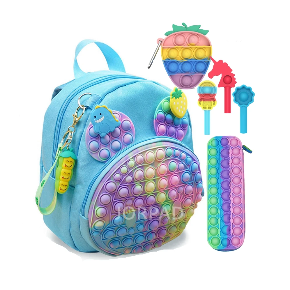 Fidget Backpack Set for School, Pop Backpack, Fidget School Book Bags for Kids Teenagers Adjustable Shoulder Strap