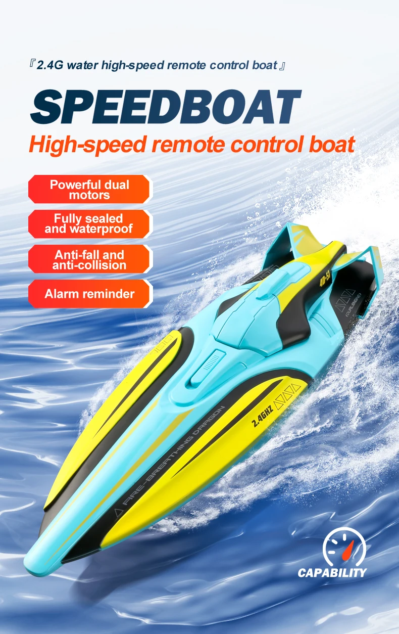 4D-S1 30km/h high speedboat wireless remote electric water monster yacht 100m dual motor anti-collision racing boat ship