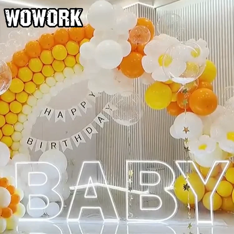 WOWORK 4ft 5ft acrylic RGB neon sign numbers letter standing flex for baby shower party decoration