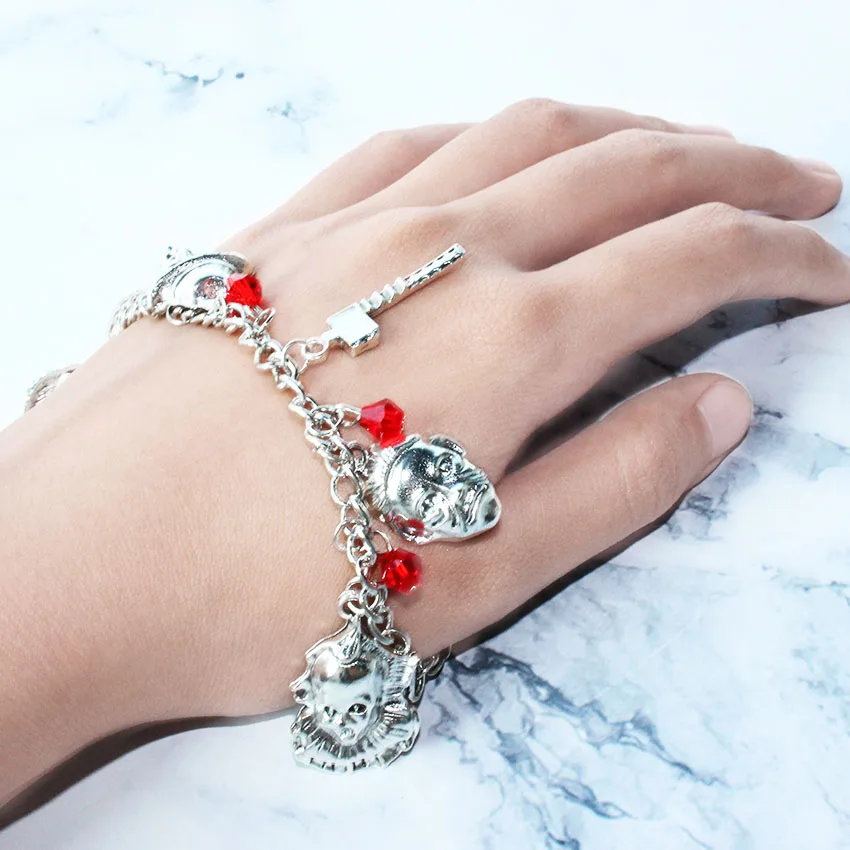 2021 New Design Waterproof Alloy Halloween Skull Black Red Chocker Necklace Charm Crystal Bracelet