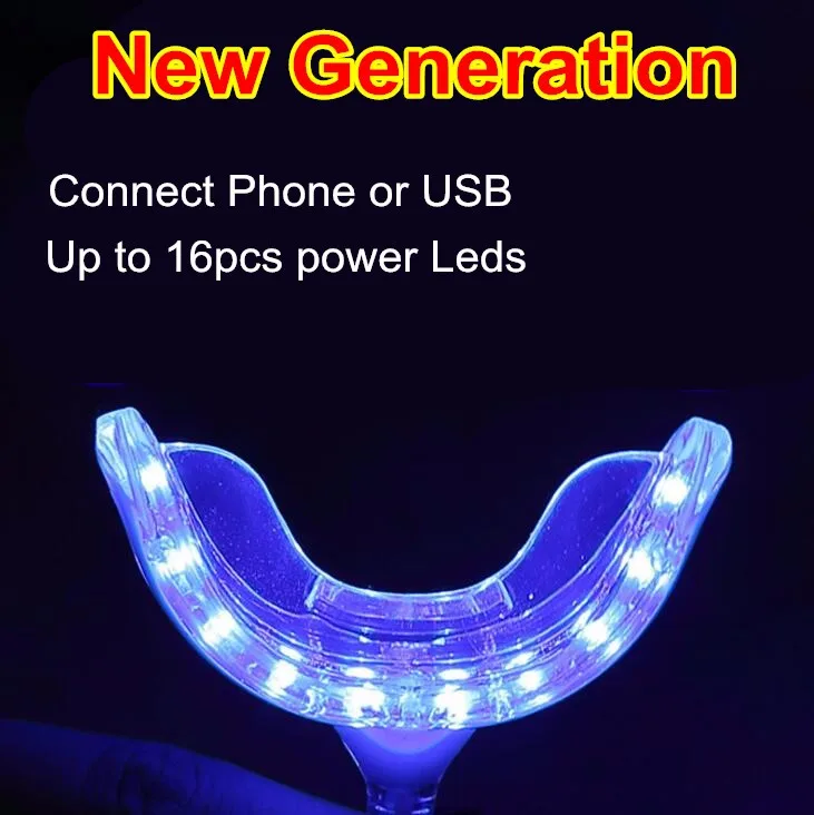 16pcs Leds portable teeth tooth whitening devices with 3 connection lines for iphone and android etc