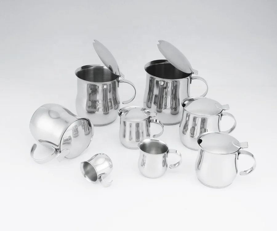Hot selling customised barista tool latte art ss304 stainless steel curve frothing jug pot milk coffee pitcher with lid
