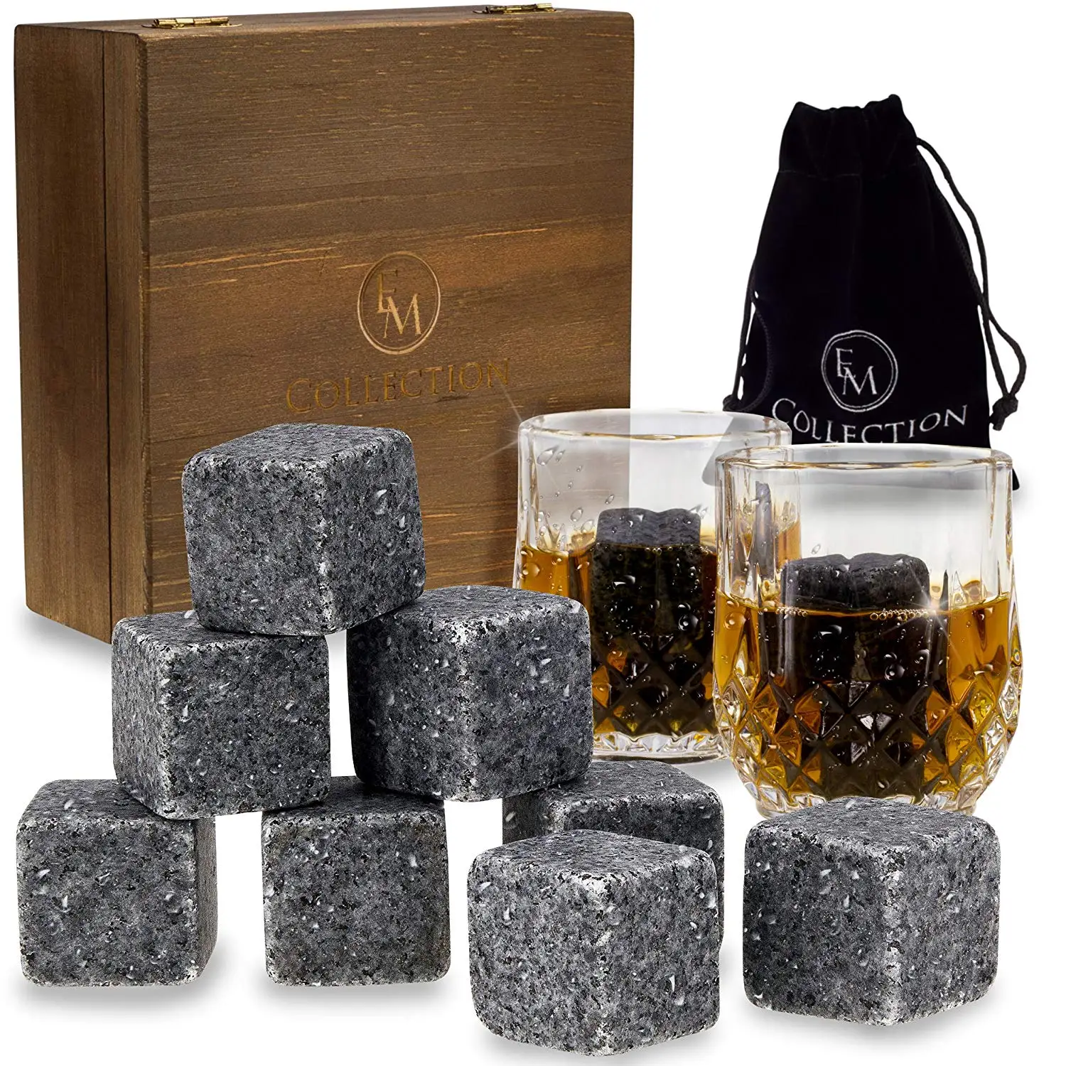 Gift Set Granite chilling ice stone cube white stone wine Ice Wine Chillers marble