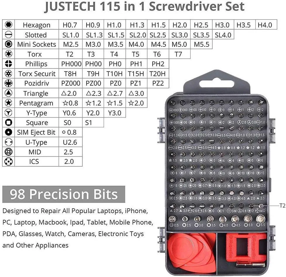 115 in1  Screwdriver Set Magnetic Screwdriver Bit Torx Multi Mobile Phone Repair Tools Kit Electronic Device Hand Tool