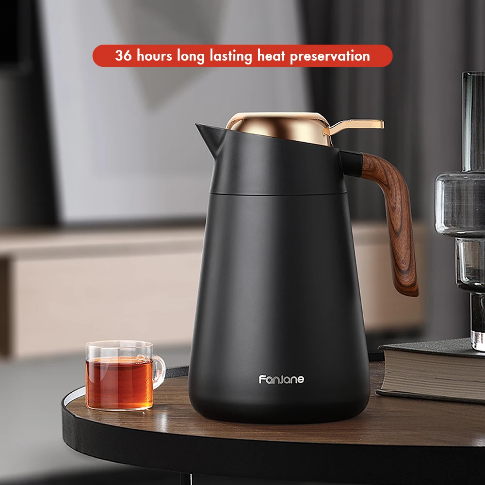 Large Capacity Insulated Thermal Water Jug Thermos Stainless Steel Tea Coffee Pot with Tea Infuser and handle