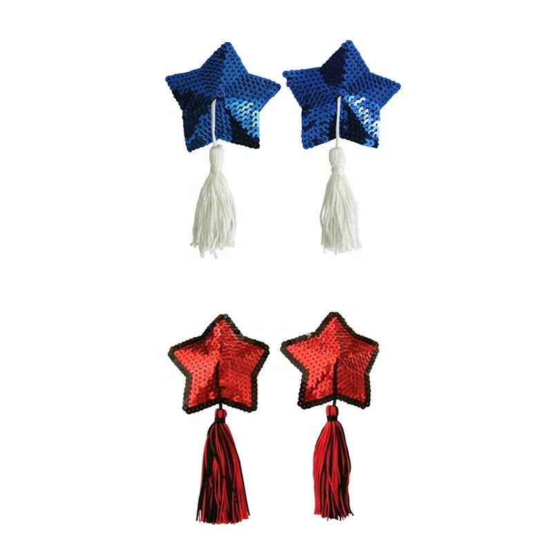 
Sexy Sequin Star Breast Pasties Self Adhesive Reusable Nipple Cover Fancy Nipple Tassel Pasties 