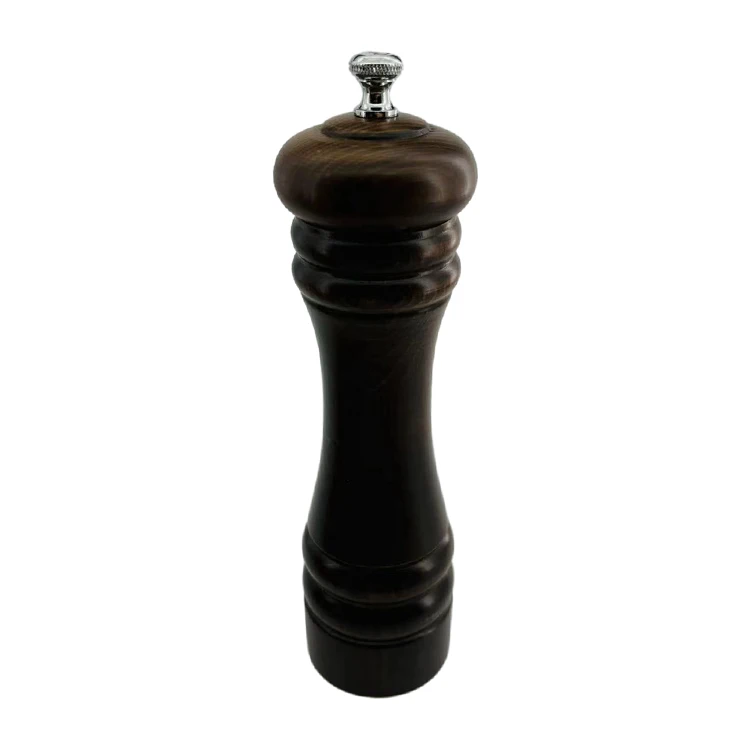 Factory direct Wholesale Customized Manual Wood Salt Grinder beech Wooden Black Color salt and pepper mill