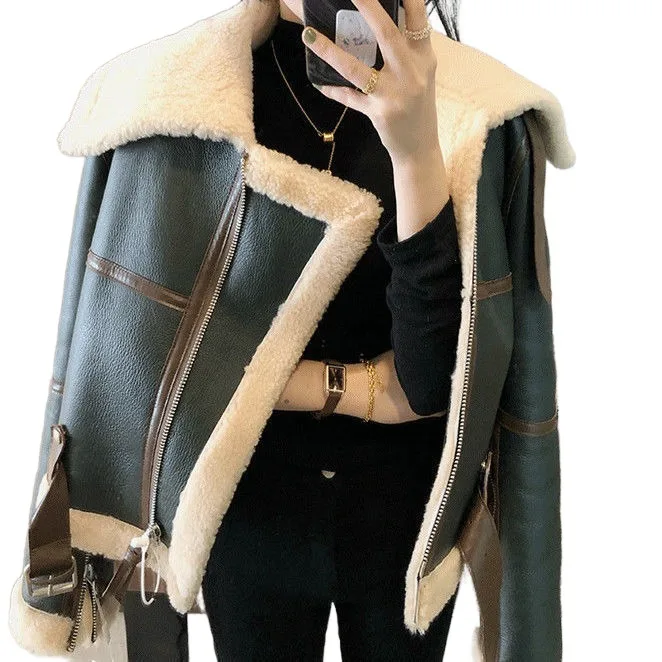 Women winter jackets 2022 leather fur coat women Overcoat Fashion Warm woman jacket and coat