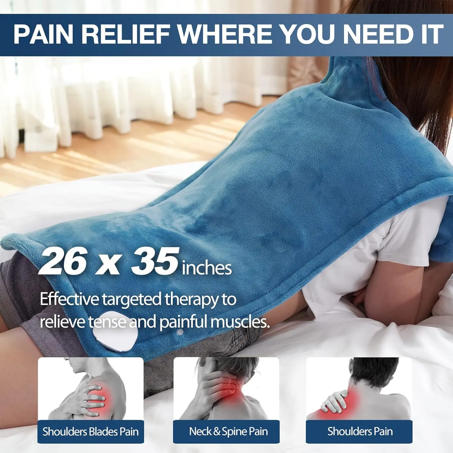 Heating Pad for Neck and Shoulder and Back, Electric Heating Wrap with Overheating Protection