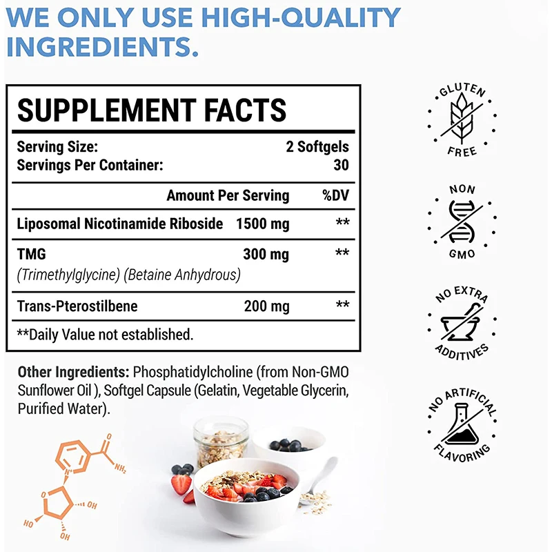 OEM Liposomal NAD добавка Softgels альтернатива никотинамиду рибозиду или надто бусту для старения энергии защиты