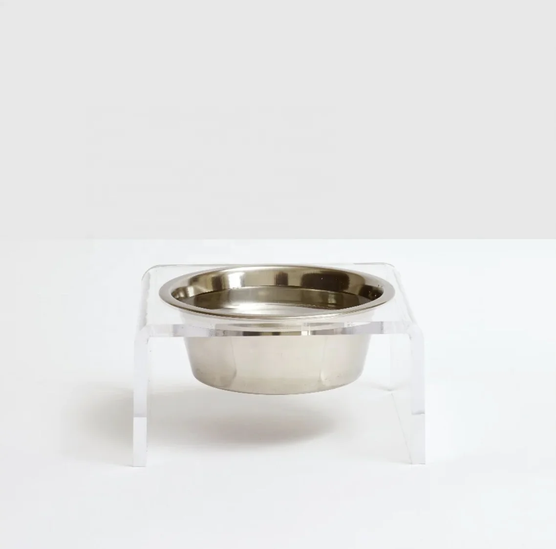 Acrylic Dog Bowl Holder Customized Acrylic Pet Table with Gold Bowls