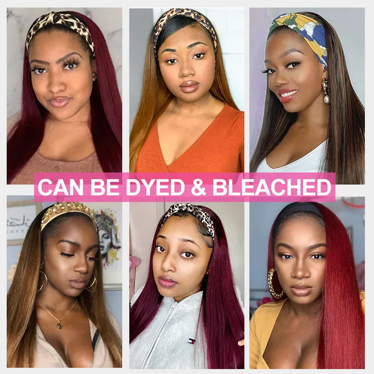 Wholesale Price Ready to Ship 100% Raw Indian Real Human Virgin Hair Natural Straight Headband Wigs for Black Women