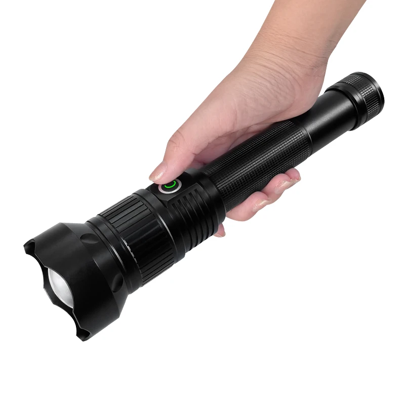 Rechargeable zoomable high power p90  police swat powerful 4000lm lumens long aluminum alloy self-defense big led flashlight