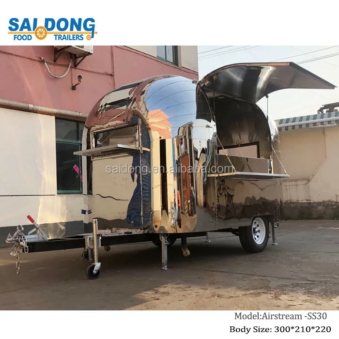 Saidong Mobile Pizza Fast Food Truck BBQ Food Trailers Airstream mirror Commercial Food Trailer For Sale Europe
