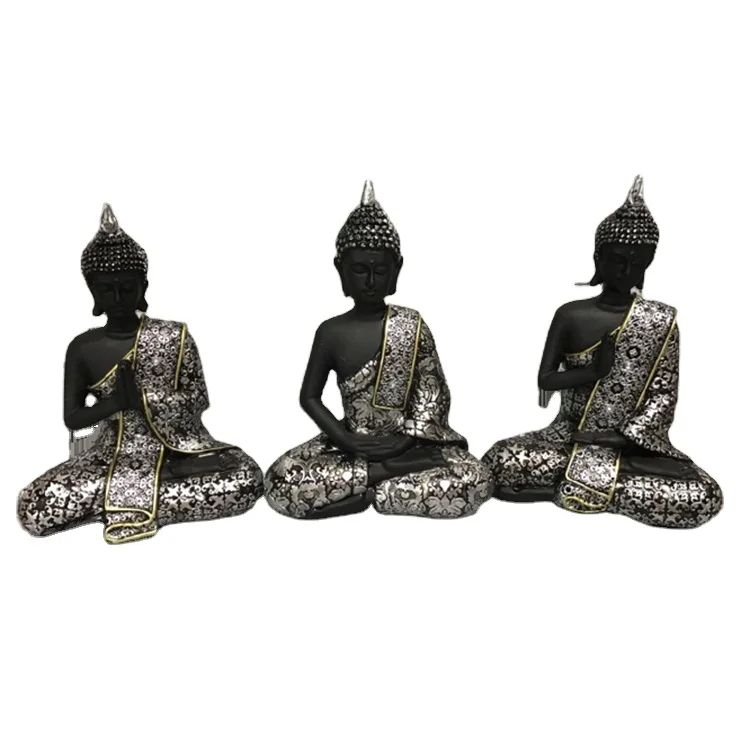 Custom Logo Polyresin Craft Set Sculpture Buddha Statue Decoration For Hotel Restaurant Decor
