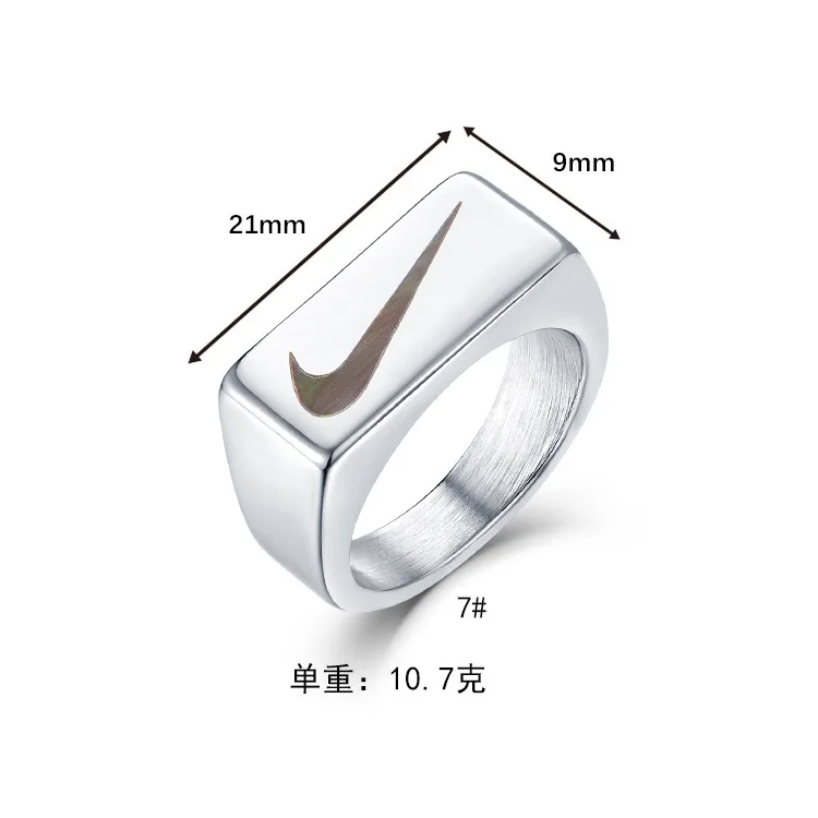 
Dr. Jewelry 316L Stainless Steel 18K Gold Custom Swoosh ODM Patterns Logo Mens Rings for Member Gifts 