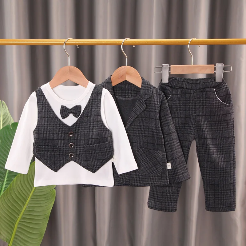 Hot Sale Long Sleeve, Onam Dress Boy Suits Vest Classic Versatile Prom Outfits For Guys Casual/