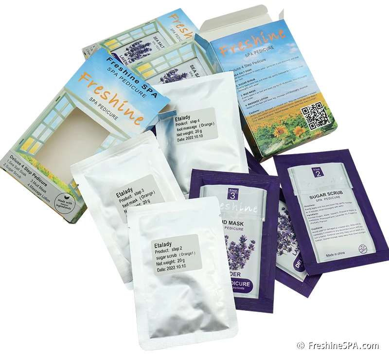 Foot Care Products Deluxe Pedi Spa 4 In 1 Include Sea Salt Soak Exfoliate Sugar Scrub Soothing Mud Mask Hydrating Massage Lotion