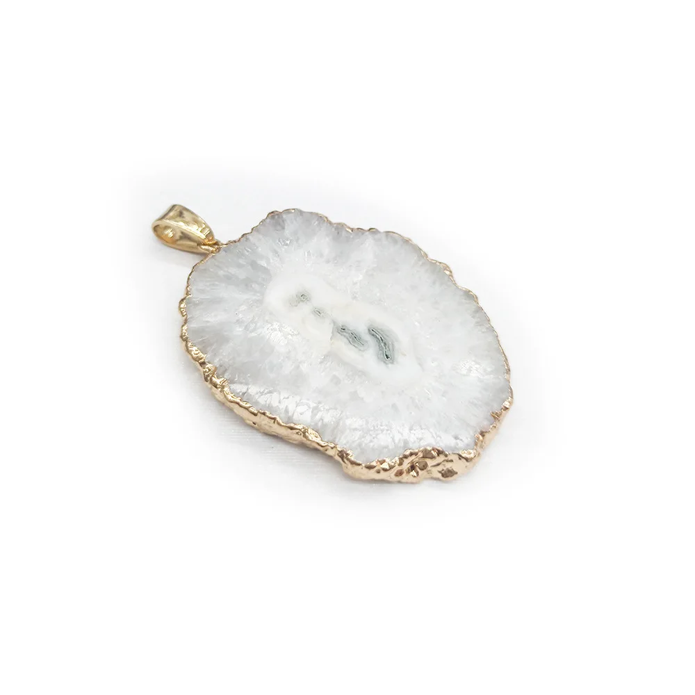 High Quality Natural Rough Crystal Healing Sun Flower Agate Geode Raw Gemstone Jewelry Irregular Exotic Charm Necklace Pendant
