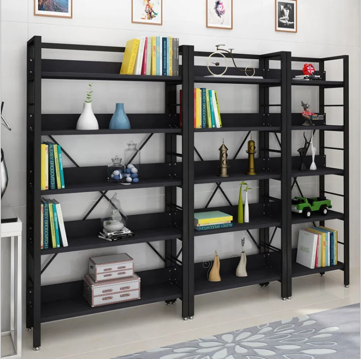 
Simple Design Book shelf 5 tiers Vintage Wood Metal Bookcase 