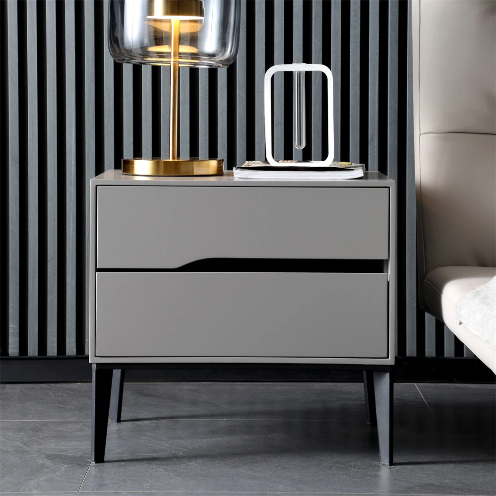 bedroom furniture wholesale rustic farmhouse natural wood bedside table nightstand with rattan drawers