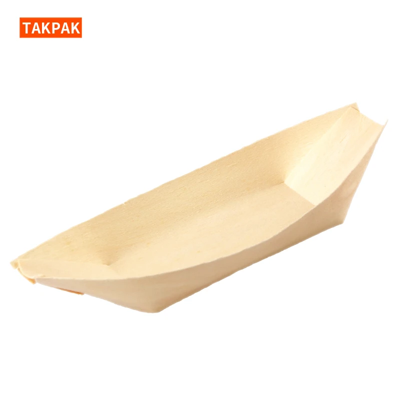 Environmental Wooden Dessert Box Wooden Nuts Plate Biodegradable Disposable Food Tray for Japanese Sushi