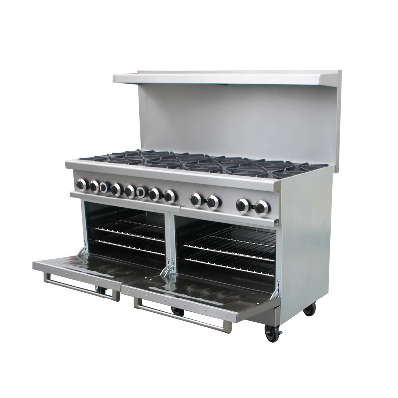 60 inch Kitchen Equipment Free Standing Stainless Steel 10 Burners Gas Cooking Ranges Stove With Oven