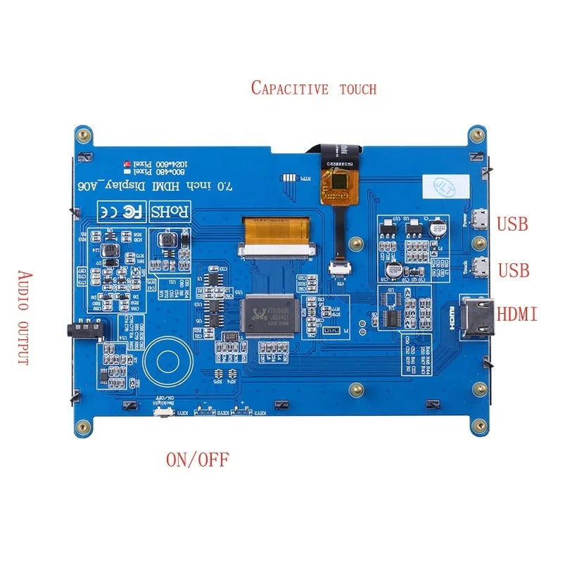 FYX в наличии Raspberry Pi сенсорный экран 7 дюймов HD емкостный монитор 1024x600P HDMI совместимый дисплей
