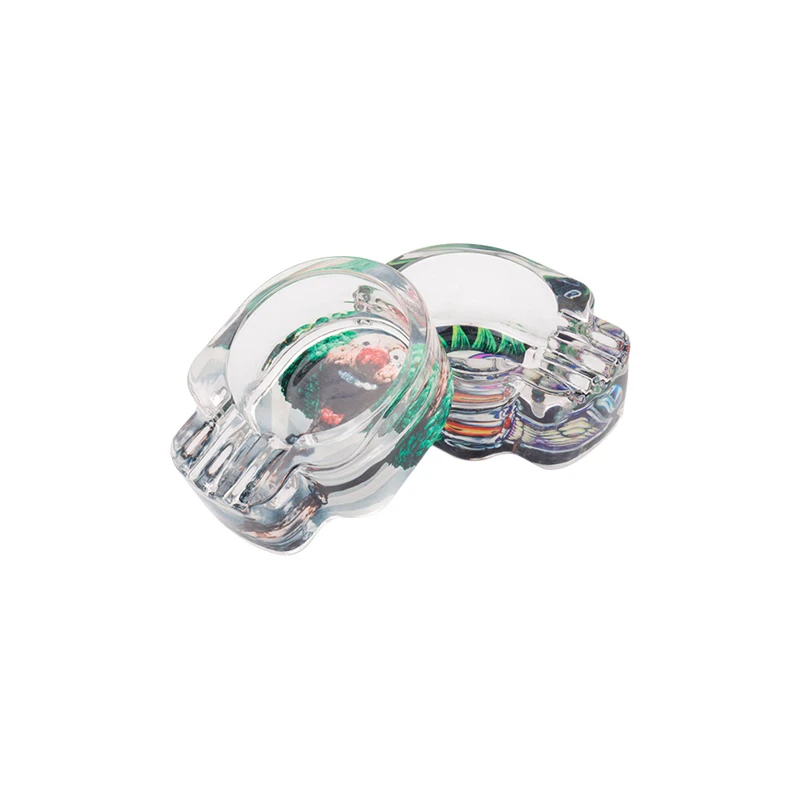 
High Quality Glass Ashtray 6Pcs/Display Box Luminous Cartoon Crystal Ashtray Three Cigarette Ash Holder Smoking Accessories 