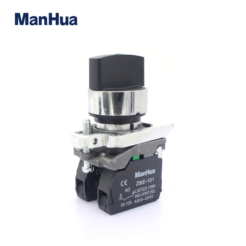ManHua XB4-BD33 3 way selector switch push button switch  rotary three position 2NO