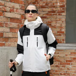 Custom Wholesale Outdoor Patchwork Hooded Men Windbreaker Jacket Waterproof Fleece Coat Winter Warm Thick Jacket