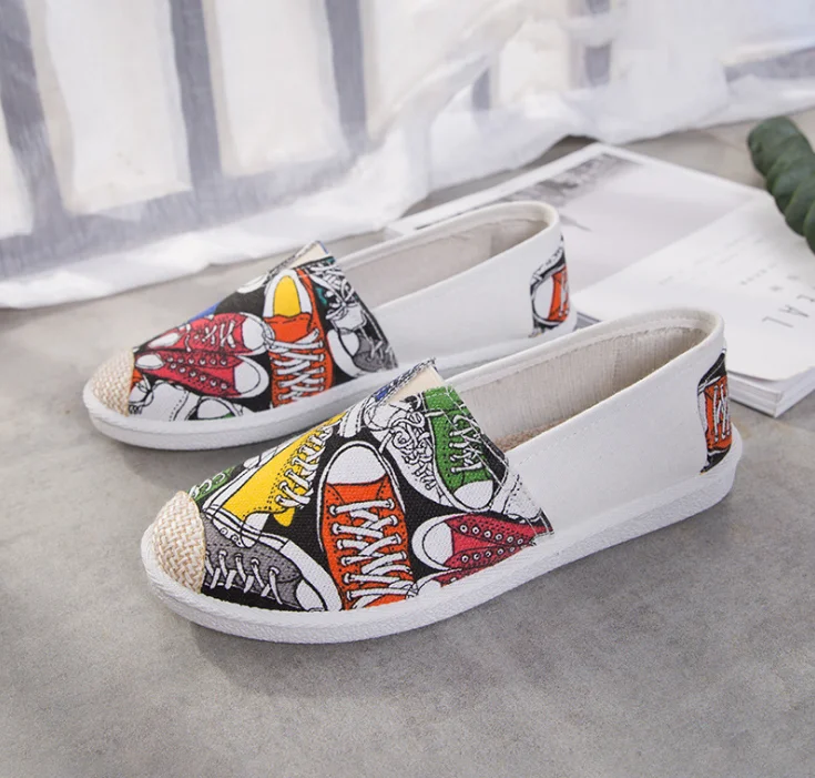 New Ladies Flat Lazy Fisherman White Shoes Casual Canvas Shoes 013