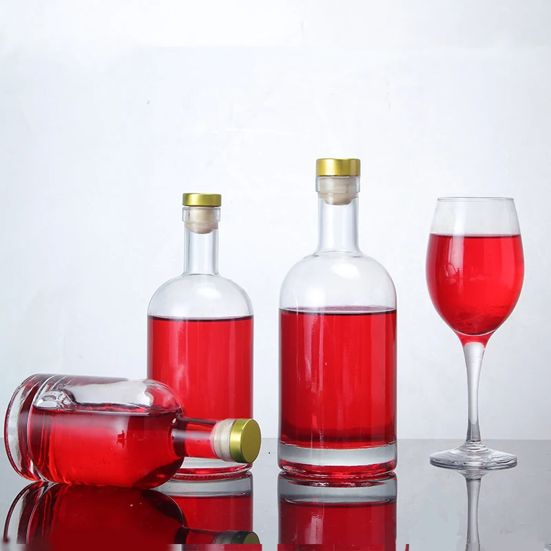 Wholesale Transparent Empty 200ml 375ml 500ml 750ml 1000ml  Glass liquor wine bottles