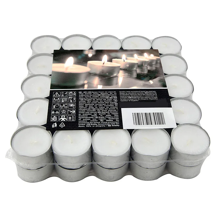 Bulk decorative 8 hours white tealight candle manufacturer with package 50 pcs