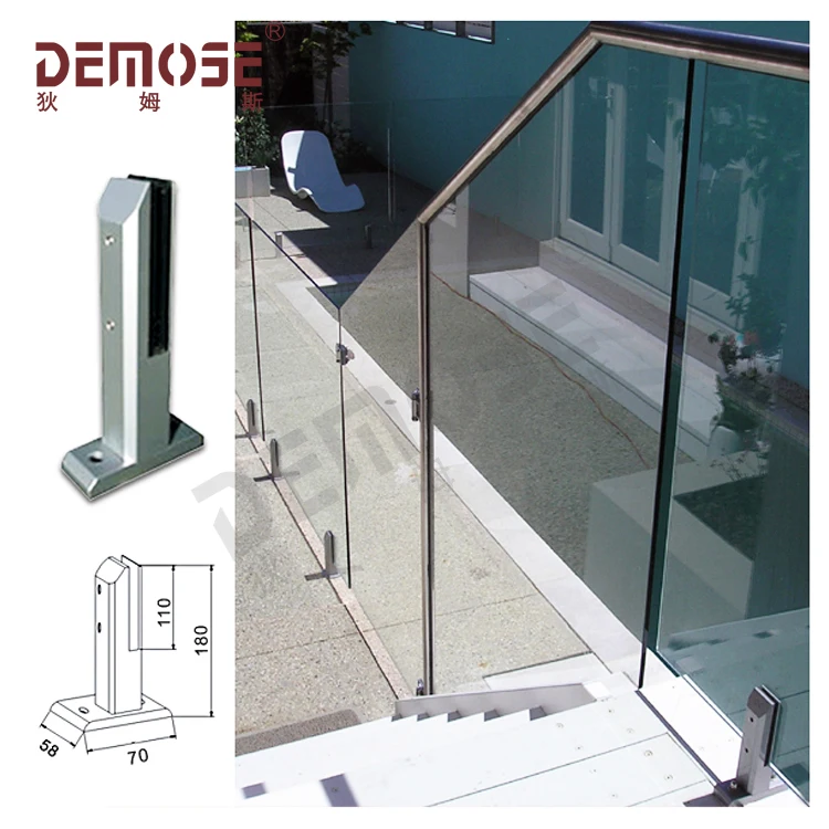 Pre-Assembled Stair Railing Kit Railing Systems Glass Railing Anchored In Concrete/Stone/Wood